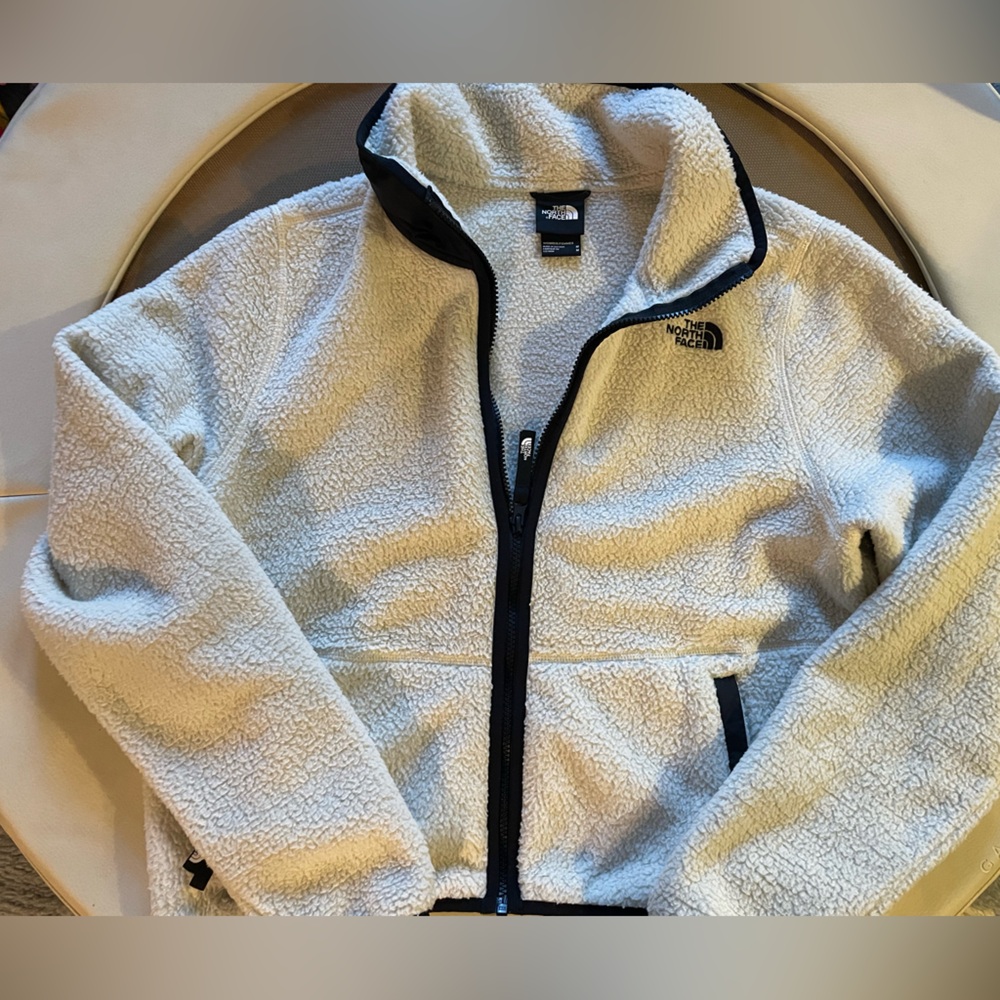 North face cream Sherpa zip up jacket